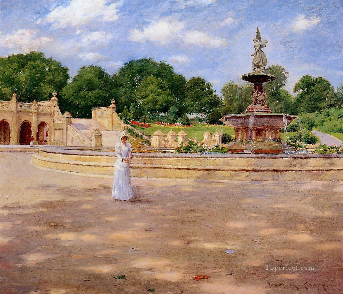 An Early Stroll in the Park William Merritt Chase Oil Paintings